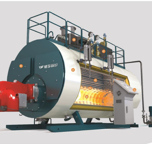 Gas condensing integrated steam boiler