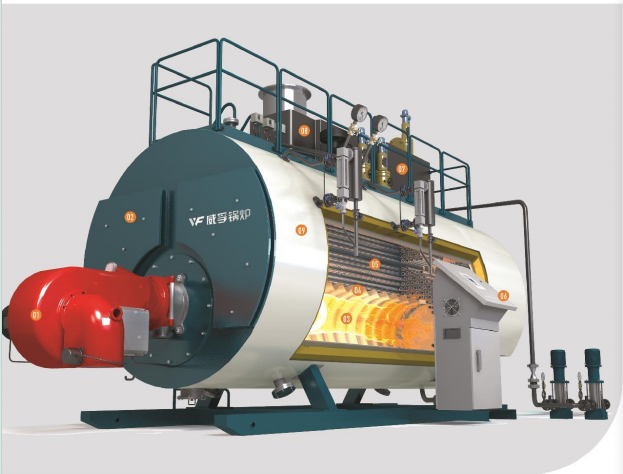 Gas condensing integrated steam boiler